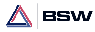 BSW logo with red and blue triangle.