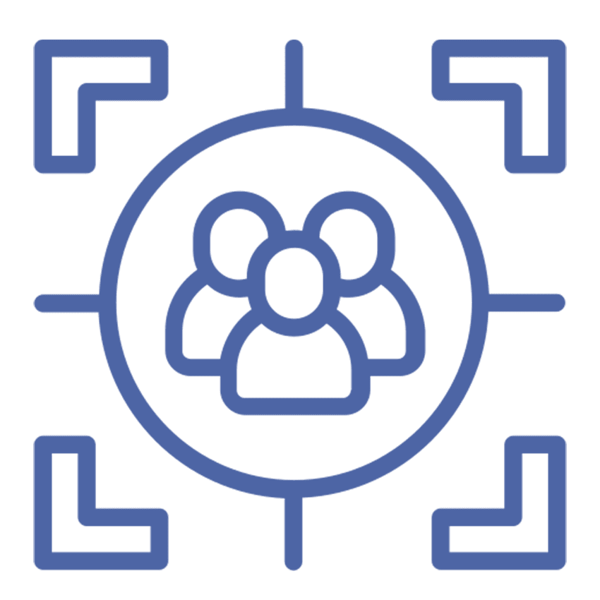 Focused on You Icon of people in a targeting frame.