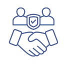 Studio-Project (100) Handshake and security icon on black background.