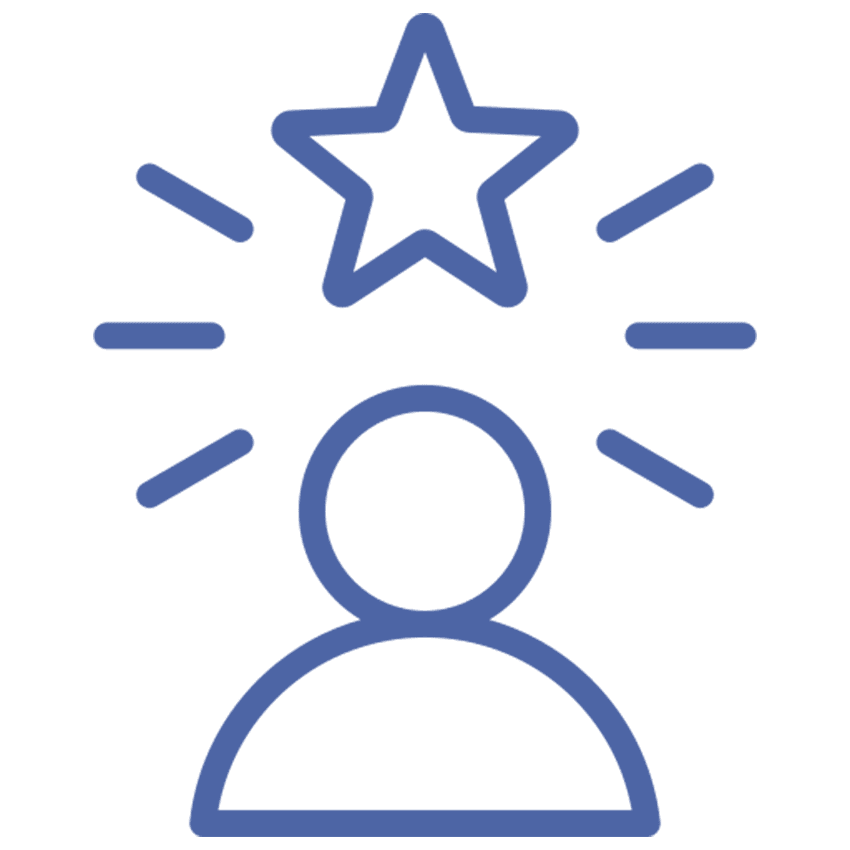 Top Talent Delivered Person with star symbol above head.